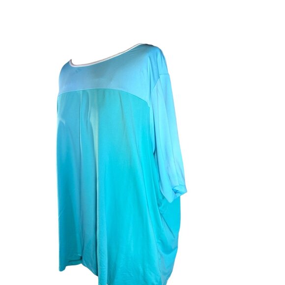 Lands End Womens 3X Aqua Pullover Top Nylon/Spandex Blend Short Sleeve 24W-26W L - Picture 5 of 9